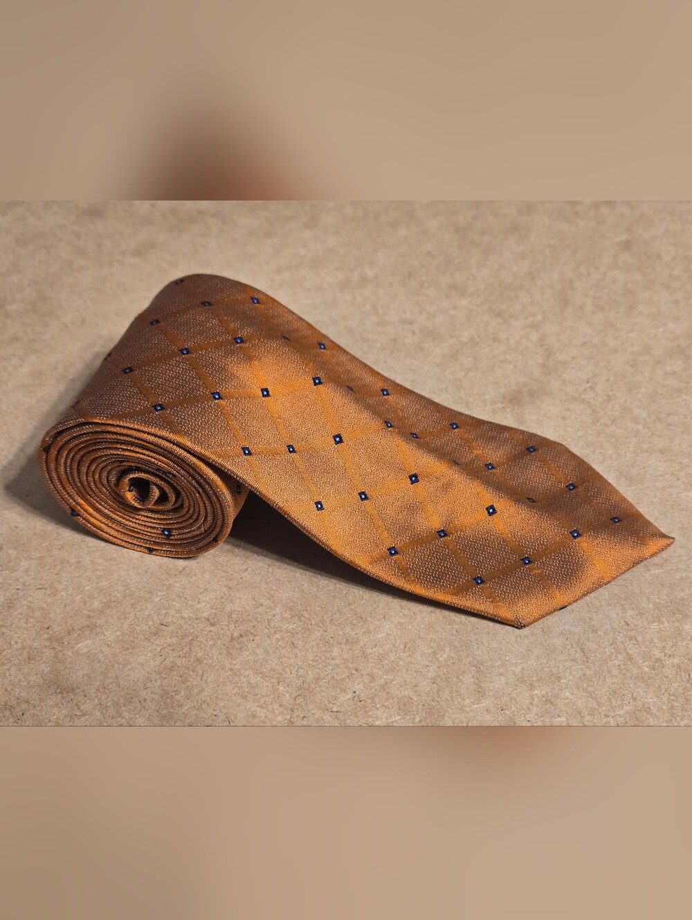 Brooks Brothers Basics Copper Silk Geometric Tie - Made In USA